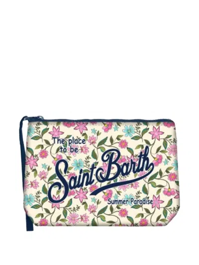 Mc2 Saint Barth Aline Floral-print Clutch Bag In White