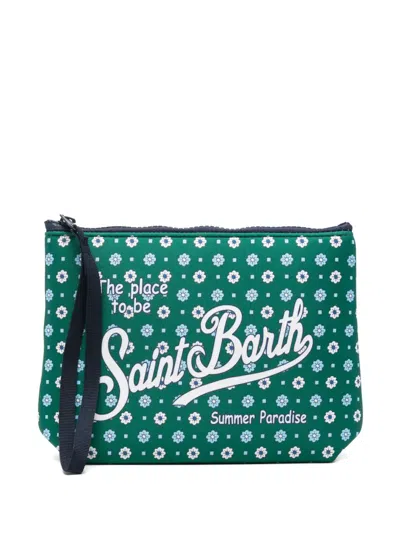 Mc2 Saint Barth Aline Floral-print Pouch Bag In Blue