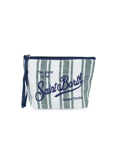 Mc2 Saint Barth Aline Green Stripes Pouch