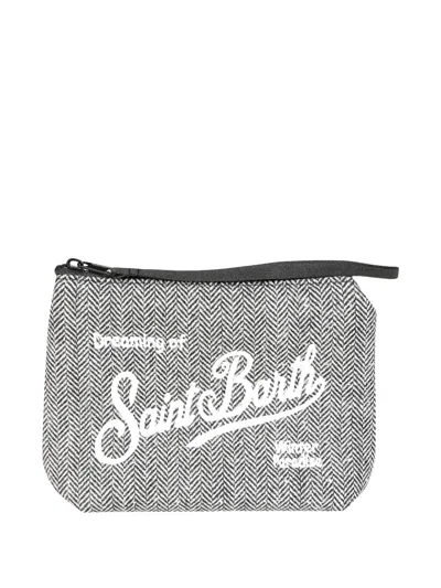 Mc2 Saint Barth Aline Herringbone Make Up Bag In Gray