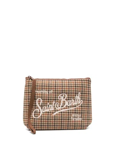Mc2 Saint Barth Aline Houndstooth Clutch Bag In Brown