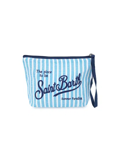 Mc2 Saint Barth Aline Linen Blue Stripes Pochette