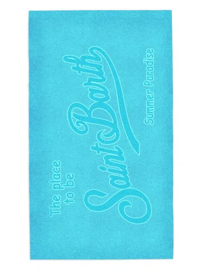 Mc2 Saint Barth Aline Logo Beach Towel In Blue