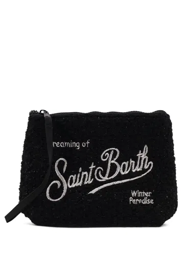Mc2 Saint Barth Aline Logo-embroidered Clutch Bag In Black