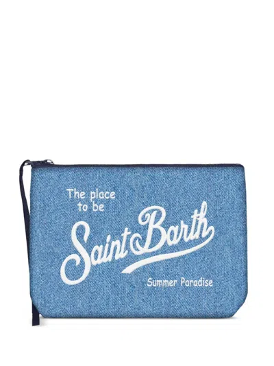 Mc2 Saint Barth Aline Logo Embroidered Mini Bag In Blue