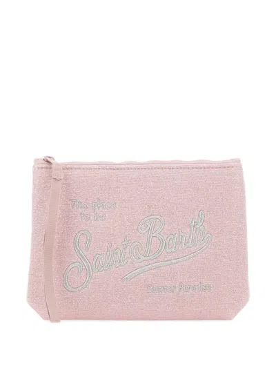 Mc2 Saint Barth Aline Logo-embroidered Clutch Bag In Pink