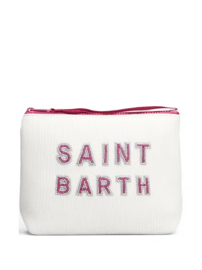 Mc2 Saint Barth Aline Logo-embroidered Clutch Bag In White