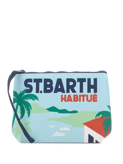 Mc2 Saint Barth Aline Logo-print Clutch Bag In Blue