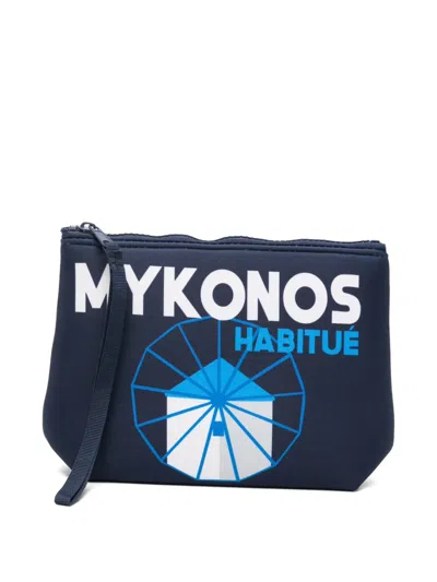 Mc2 Saint Barth Aline Logo-print Clutch Bag In Blue