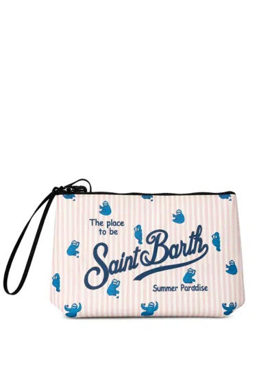 Mc2 Saint Barth Aline Logo-print Striped Clutch Bag In Multi