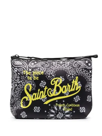 Mc2 Saint Barth Aline Paisley-print Make-up Bag In Black