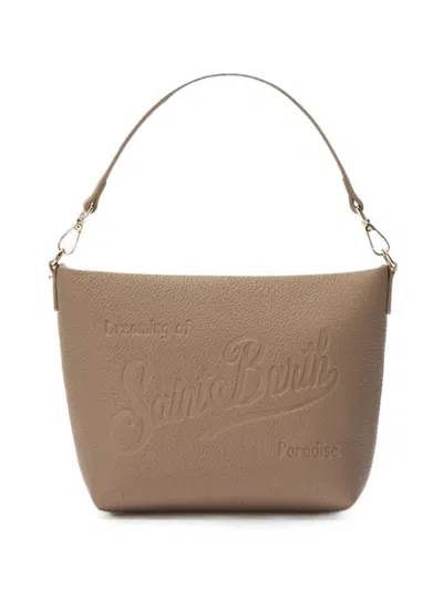 Mc2 Saint Barth Aline Pebble-leather Clutch Bag In Neutral