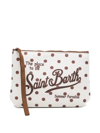 Mc2 Saint Barth Aline Polka Dot Logo-print Clutch Bag In Pink