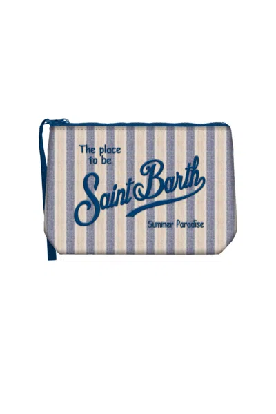 Mc2 Saint Barth Aline Pouch Tiny V Stripes Blue In Pink