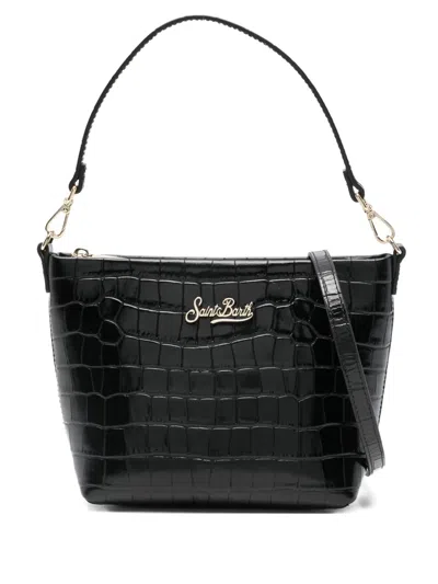 Mc2 Saint Barth Aline Printed Croco Bag In Black