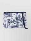 Mc2 Saint Barth Aline Printed Wrist Strap Clutch Bag In Blue