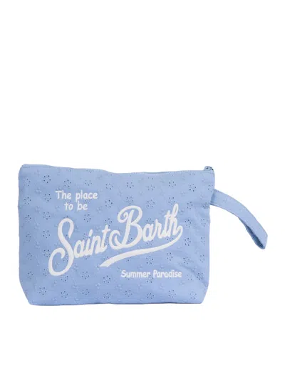Mc2 Saint Barth Kids'  Aline Sangallo L-cotton Mini Flowers Embry 36 Emb In Blue