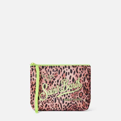 Mc2 Saint Barth Aline Scuba Pochette With Animalier Print In Brown