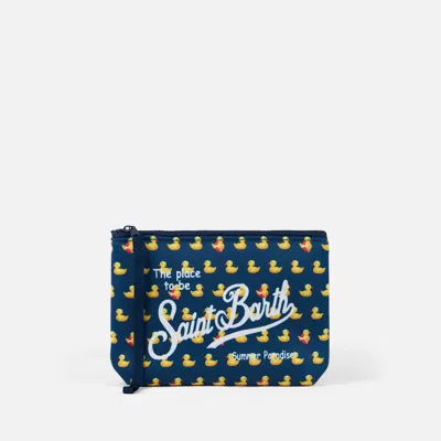 Mc2 Saint Barth Aline Scuba Pochette With Ducky Print In Blue