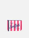 Mc2 Saint Barth Aline Scuba Pochette With Fuchsia Striped Print In Pink