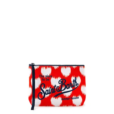 Mc2 Saint Barth Scuba Pochette With Heart Print In Red