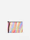 Mc2 Saint Barth Aline Scuba Pochette With Multicolor Waves Print In Orange