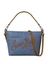 Mc2 Saint Barth Aline Shoulder Logo Denim Shoulder Bag In Blue