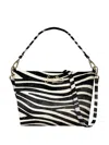 Mc2 Saint Barth Aline Shoulder Zebra Print Logo Shoulder Bag In Black
