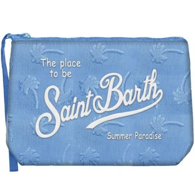 Mc2 Saint Barth Aline Sponge Terry Embossed Palm Blue Pouch