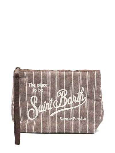 Mc2 Saint Barth Aline Striped Clutch Bag In Brown