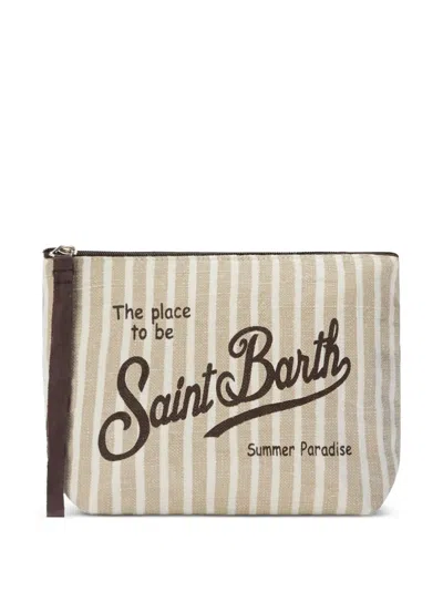 Mc2 Saint Barth Aline Striped Clutch Bag In Brown