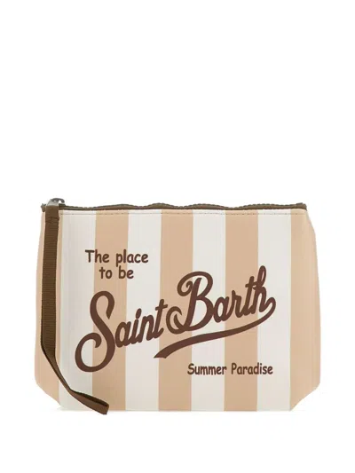 Mc2 Saint Barth Aline Stripes Pop Clutch Bag In Neutral