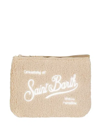 Mc2 Saint Barth Aline Teddy Zip-up Make Up Bag In Neutral