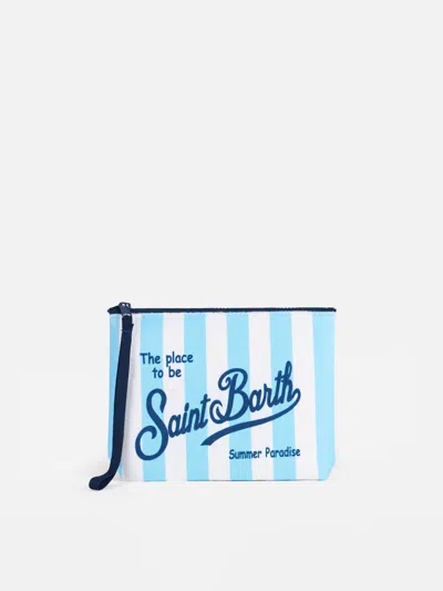 Mc2 Saint Barth Aline Terry Pochette With Saint Barth Print In Blue