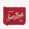 Mc2 Saint Barth Aline Tweed Clutch Bag With Logo In Red