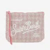 Mc2 Saint Barth Aline Tweed Clutch With Logo In Pink