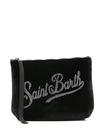 Mc2 Saint Barth 'aline Velvet' Clutch Bag  In Black