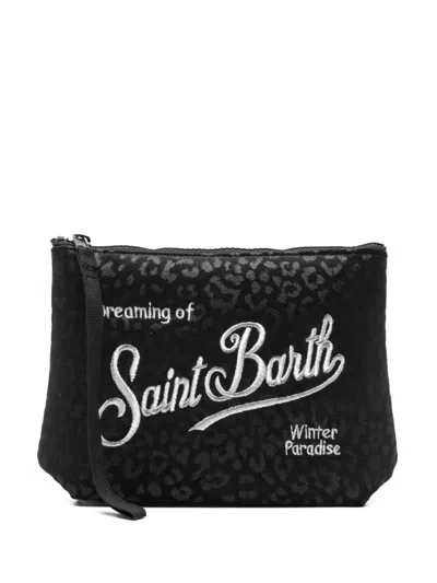 Mc2 Saint Barth 'aline Velvet' Clutch Bag  In Black