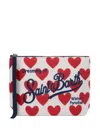 Mc2 Saint Barth Aline Heart Print Clutch Bag In Red