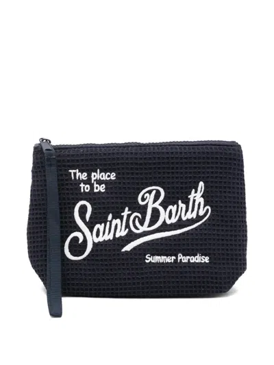 Mc2 Saint Barth Aline Waffle-knit Clutch Bag In Black