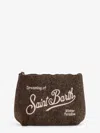 Mc2 Saint Barth Aline Wool Clutch Bag With Herringbone Pattern In Brown