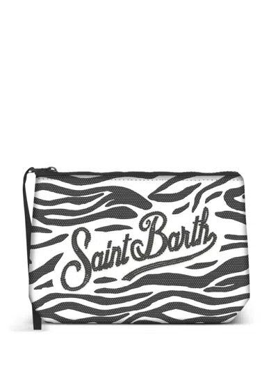 Mc2 Saint Barth Aline Zebra Print Beach Bag In Blue