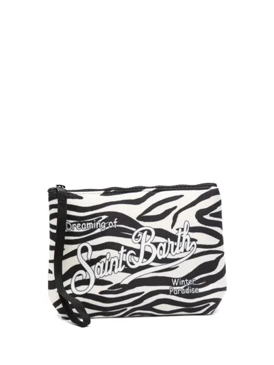 Mc2 Saint Barth Aline Zebra-print Clutch Bag In White