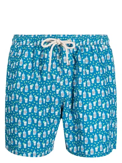 Mc2 Saint Barth Graphic-print Drawstring Swim Shorts In Blue
