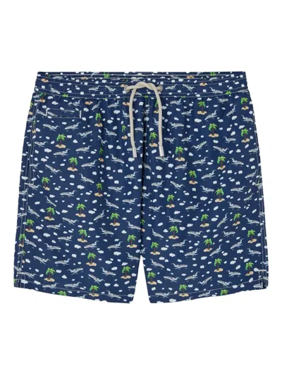 Mc2 Saint Barth All-over Printed Swim Shorts In Blue