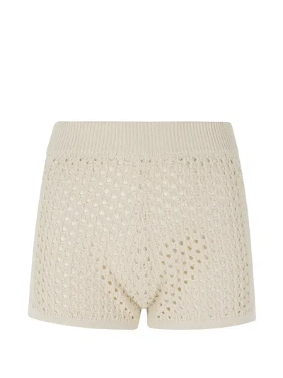 Mc2 Saint Barth Almyra Crochet Shorts In Neutral