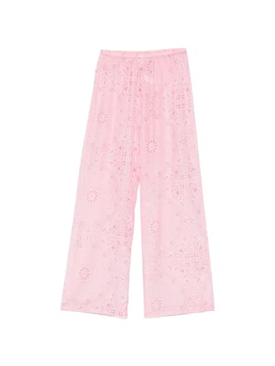 Mc2 Saint Barth Amalia Bandana-print Cotton Trousers In Pink