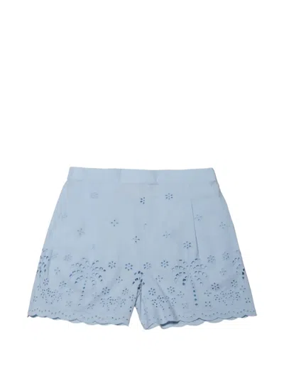 Mc2 Saint Barth Amani Broderie-anglaise Scalloped Shorts In Blue
