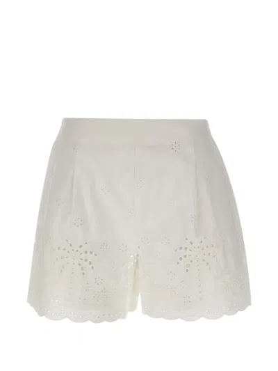 Mc2 Saint Barth Amani Broderie-anglaise Shorts In White