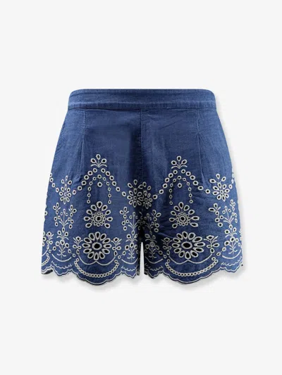 Mc2 Saint Barth Amani Cottton Shorts In Blue